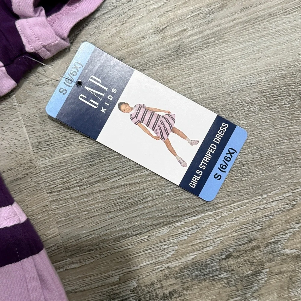 NWT GAP Striped Purple and White Kids Dress sz  6/6x